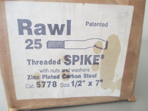 NIB 25 Rawl, 5778, 1/2&#034; By 7&#034; Threaded Spike Concrete Anchors