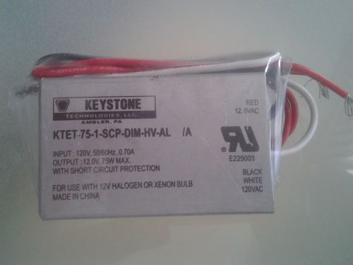 NEW  KTET-75-1-SCP-DIM-HV-AL, Keystone transformer 120V/12V Dimmeable