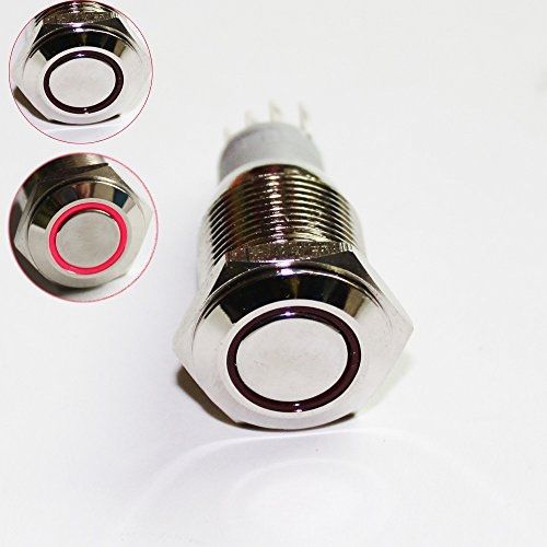 1 latching push button power switch 16mm 12v led stainless steel waterproof red for sale