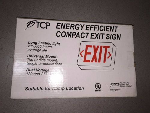 NEW TCP-09114 (22743) 2 WATT, 120/277V, WHITE/RED EXIT LIGHT LED EMERGENCY SIGN