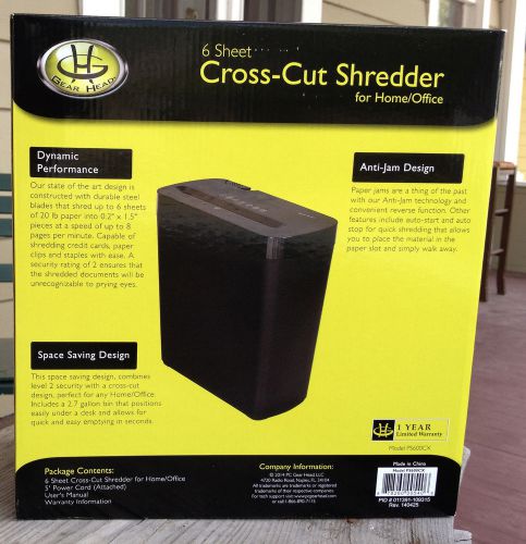 Gear Head Home/Office 6 Sheet Cross-Cut Shredder Black Anti-jam Design - PS600CX