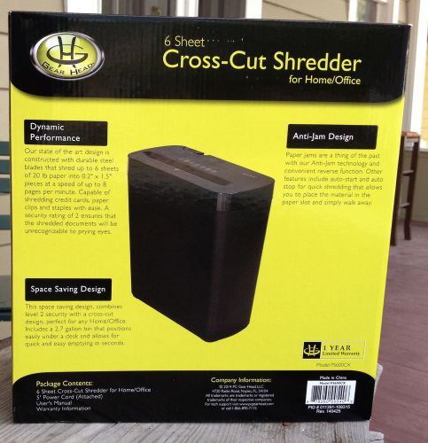Gear Head Home/Office 6 Sheet Cross-Cut Shredder Black Anti-jam Design - PS600CX