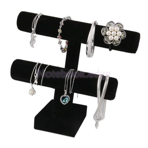 Watch Necklace Bracelet Chain Jewelry Display Velvet T-Bar Stand Rack Holder