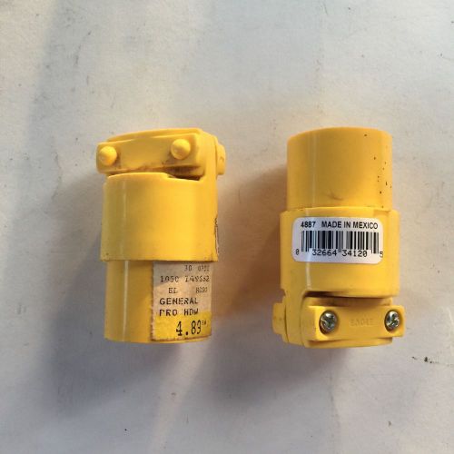 NOS! LOT of 2 EAGLE 15A-125V VINYL GROUNDING CONNECTORS, YELLOW, 4887