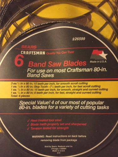 Sears Craftsman 5 Band Saw Blade&#039;s 80-in. long 926599  USA