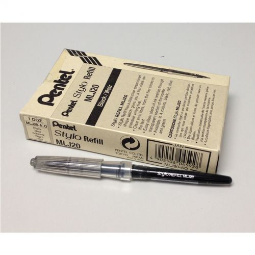 Pentel MLJ20 Stylo Tradio Fountain Pen Refill Bulk Pack (12pcs) - Black Ink