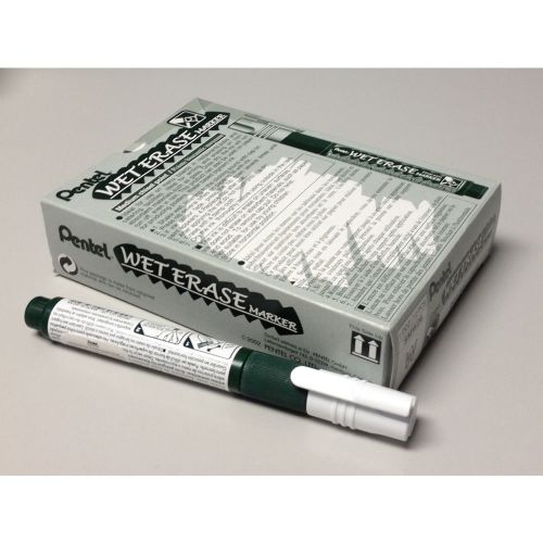 Pentel SMW26 Wet Erase Chisel Point Marker Bulk Pack (12pcs) - White