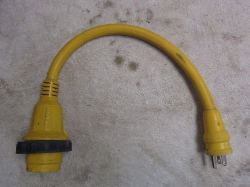Marinco 104SPP 15A 125V Straight Plug to 30A 125V Locking Connector Adapter Cord