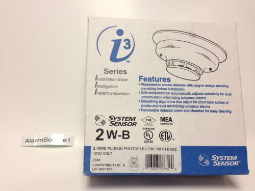2W-B &#034;NEW&#034; Smoke Detector 12/24 volt System Sensor I3 2 Wire Fire Lite Notifier
