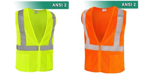Reflective apparel safety vest hi vis vest zippered mesh ansi 2 vea-501-st for sale