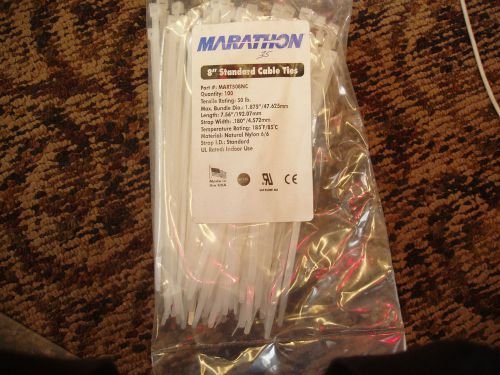 New marathon mart508nc 8&#034; white 50lb wire cable ties 100 pak for sale