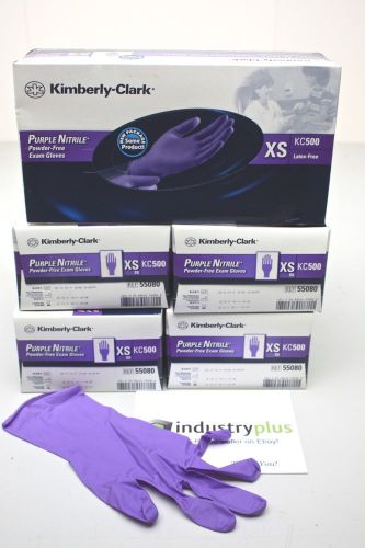 x5 Boxs/100 Kimberly Clark KC500 Purple Nitrile Powder/Latex Free Exam gloves XS