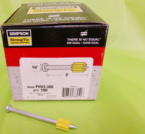Simpson strong-tie phv3-300 low velocity pin 3/8&#034; head 3&#034; l box of 100 for sale