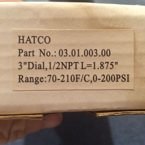 Hatco Part No 03.01.003.00 3&#034;dial 1/2 NPT Threads