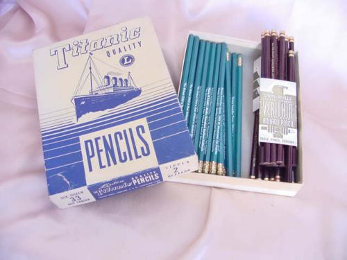 VINTAGE TITANIC QUALITY BOX REG. ADVERTISING PENCILS &amp; RED VERITHIN EAGLE 745