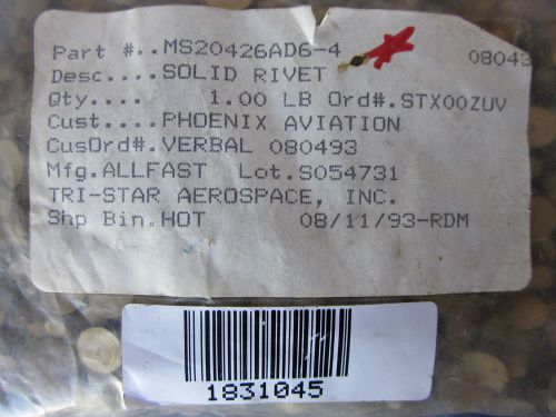 Aircraft Airplane Fasteners Rivet - ALLFAST - TRI-STAR - Part # MS20426AD6-4