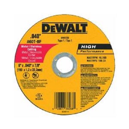 DeWalt DW8725- 5 Pack 6&#034; x 0.040 Cutoff Wheels -