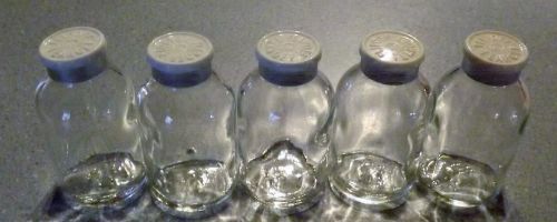 Set of 5 - 30 ml Serum Bottles Clear Borosilicate Glass with Caps