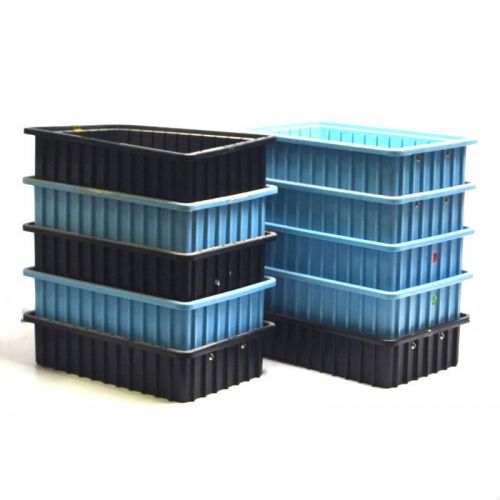 Lot of 10 lewis systems dc2035 conductive stackable bins divider tote/box for sale