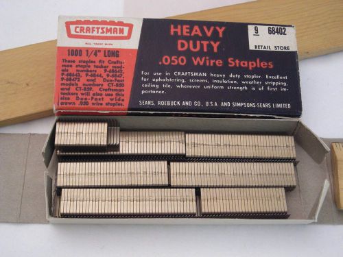 VINTAGE CRAFTSMAN HEAVY DUTY .050 Wire Staples1/4&#034; Half Box 9-68402 , Made inUSA