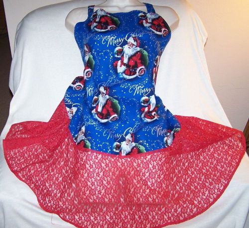 CLOSEOUT  Handmade FANCY  CHRISTMAS APRON W SEXY RED LACE
