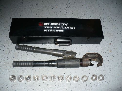 Burndy y750 hydraulic crimper w/ 12-die sets for sale