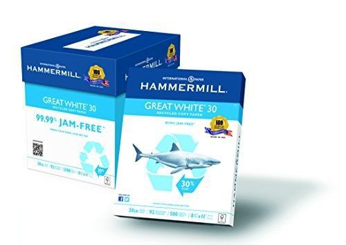 Hammermill Great White Copy Paper 30 Percent Recycled, 8-1/2 x 11 Inch,