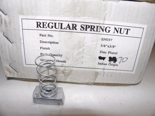 3/8 &#034; x 3/8 &#034;   Spring Nuts Box of 70 SN037 Zinc Plated New in Opened Box