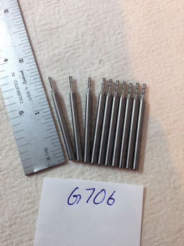 10 NEW 3 MM SHANK CARBIDE END MILLS. 4 FL. CLOSE TO .059&#034; DIA USA MADE. {G706}