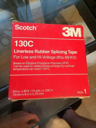 3M Scotch 130C Linerless Rubber Splicing Tape 3/4&#034; x 30&#039;  Brand New Roll