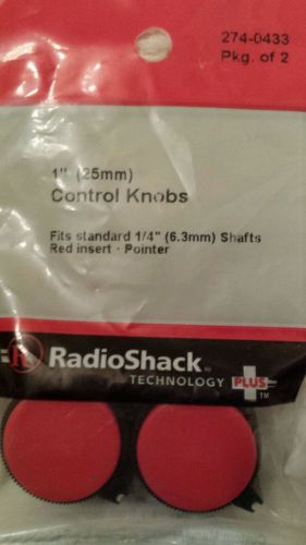 Radio Shack 1&#034; 25mm Control Knobs w/ Red Face 274-0433  NEW!