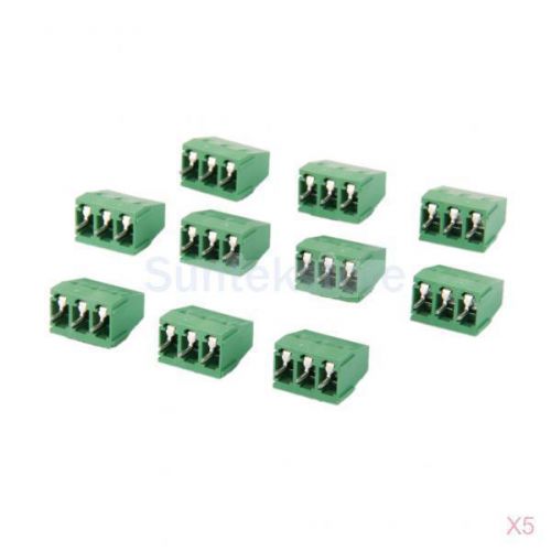 5x 10pcs 3pin 3p plug-in terminal block dg128 pa66.ul94v-0 pitch 5mm 300v/10a for sale