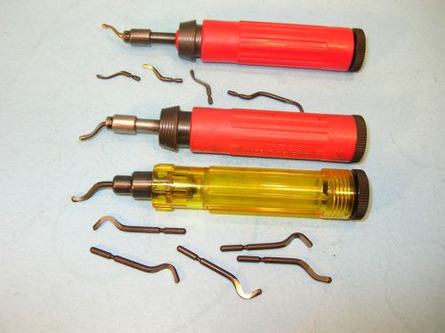 Lot of 3 machinist shaviv &amp; vargus  deburring tools w/ extra bits for sale