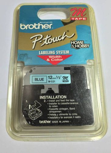 HTF! BROTHER P-TOUCH M TAPE #M-531 BLUE 12MM 1/2&#034; NEW/SEALED
