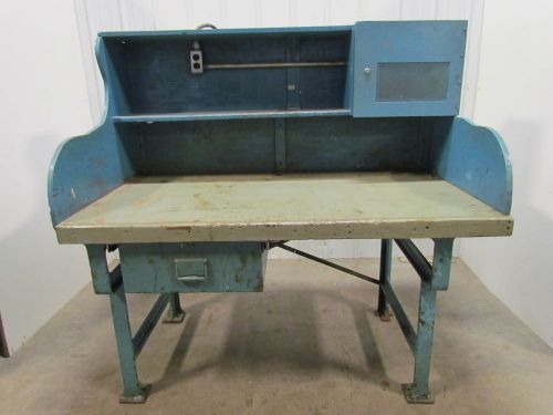 Vintage Industrial Heavy Duty Workbench Desk Butcher Block Table Cast Iron Legs