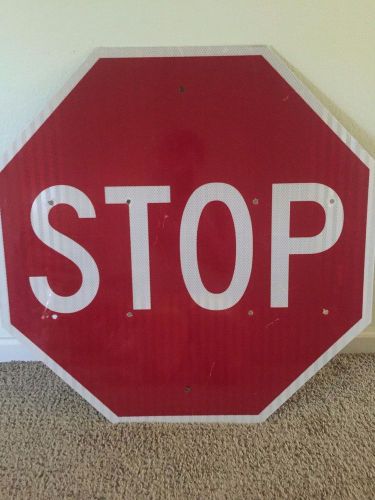 NEW Authentic Metal Reflective Red STOP Road Pre-Drill Sign 30&#034; x 30&#034; FREE SHIP