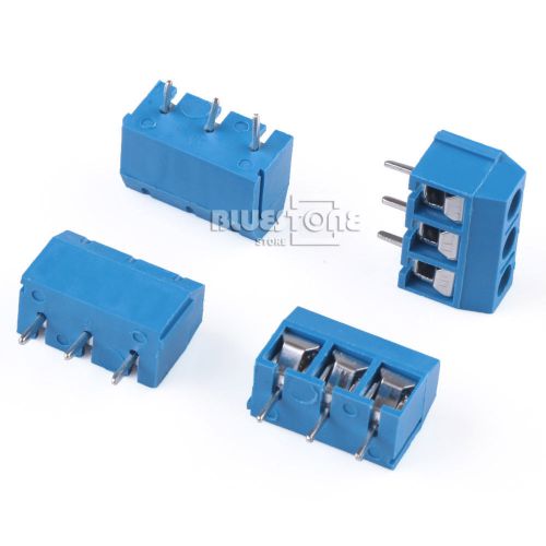 50pc 3 way 3 pin plug-in screw terminal block connector pitch panel pcb mount for sale