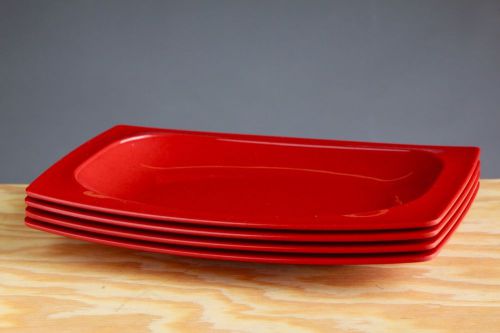 Set of 4 G.E.T. Melamine OP-118 Red Oval Platter Serving Dish 12.5&#034; X 8.25&#034; GET