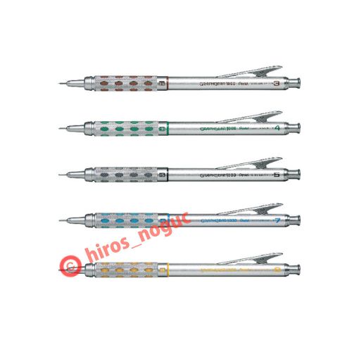 Pentel GRAPHGEAR 1000 Mechanical Drafting Pencil, 0.3, 0.4, 0.5 ,0.7 ,0.9mm 5set
