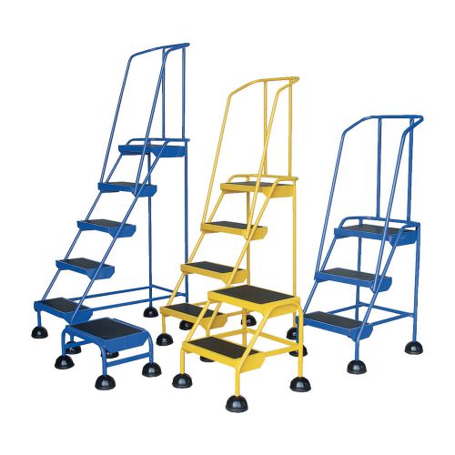 Vestil commercial rolling ladder-spring loaded 5 steps #lad-5-y for sale