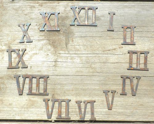 3 inch Rough Rusty Metal Vintage Roman Numeral Number Full Clock Face Set (1-12)
