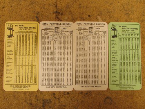 Lot of 4 King Brinell Hardness Tables Charts