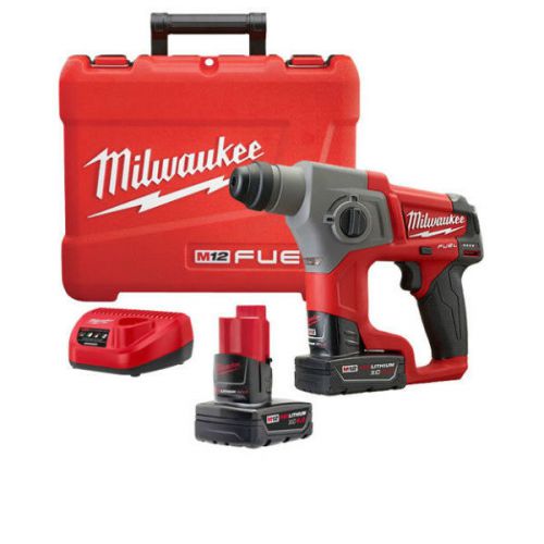 Milwaukee 2416-22xc m12 fuel 5/8&#034; sds plus rotary hammer kit with two batteries for sale