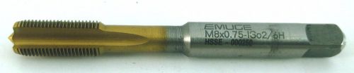 EMUGE Metric Tap M8x0.75 STRAIGHT FLUTE HSSCO5% M35 HSSE TiN Coated