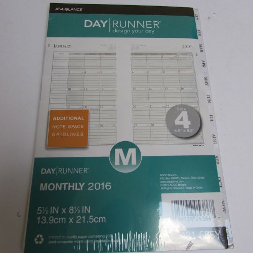 At A Glance 481-685Y Day Runner Monthly 2016 Refill  M 5 1/2 x 8 1/2 inch