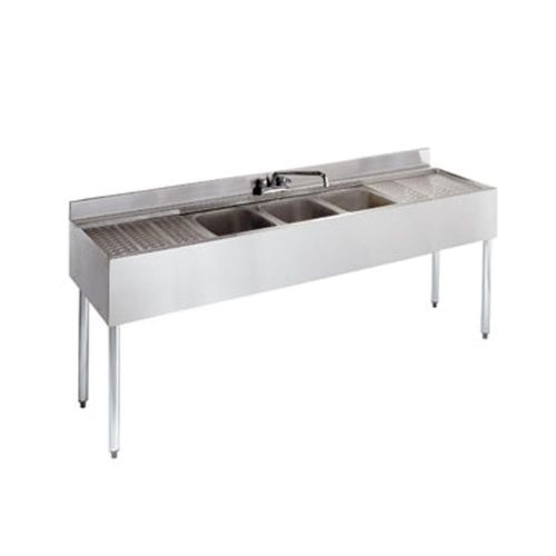 Krowne 21-83C - 2100 96&#034; 3 Compartment Bar Sink, 30&#034; Drainboards On Left/Right
