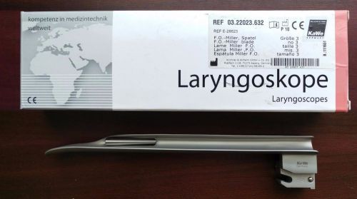 KaWe Fiber-Optic Laryngoscope Blade, Miller 3 #03.22023.632 NEW IN BOX