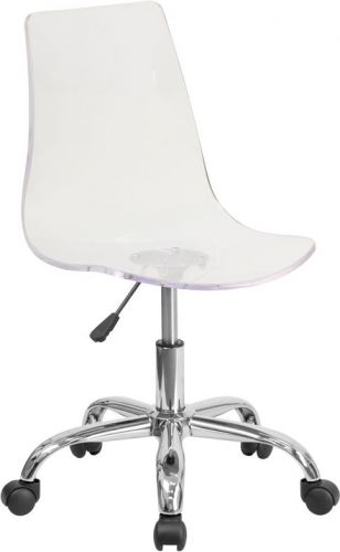 CONTEMPORARY TRANSPARENT CLEAR ACRYLIC TASK CHAIR WITH CHROME BASE