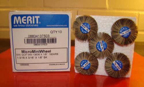 Merit Micro Mini Wheel,1-3/16&#034;x3/16&#034;x1/8&#034;SK, 180Grit, Qty 10,08834137503 /HI1/RL