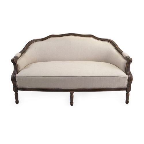 Shabby Chic Christina Vintage Style Carved Wood Sofa,64&#039;&#039;L.